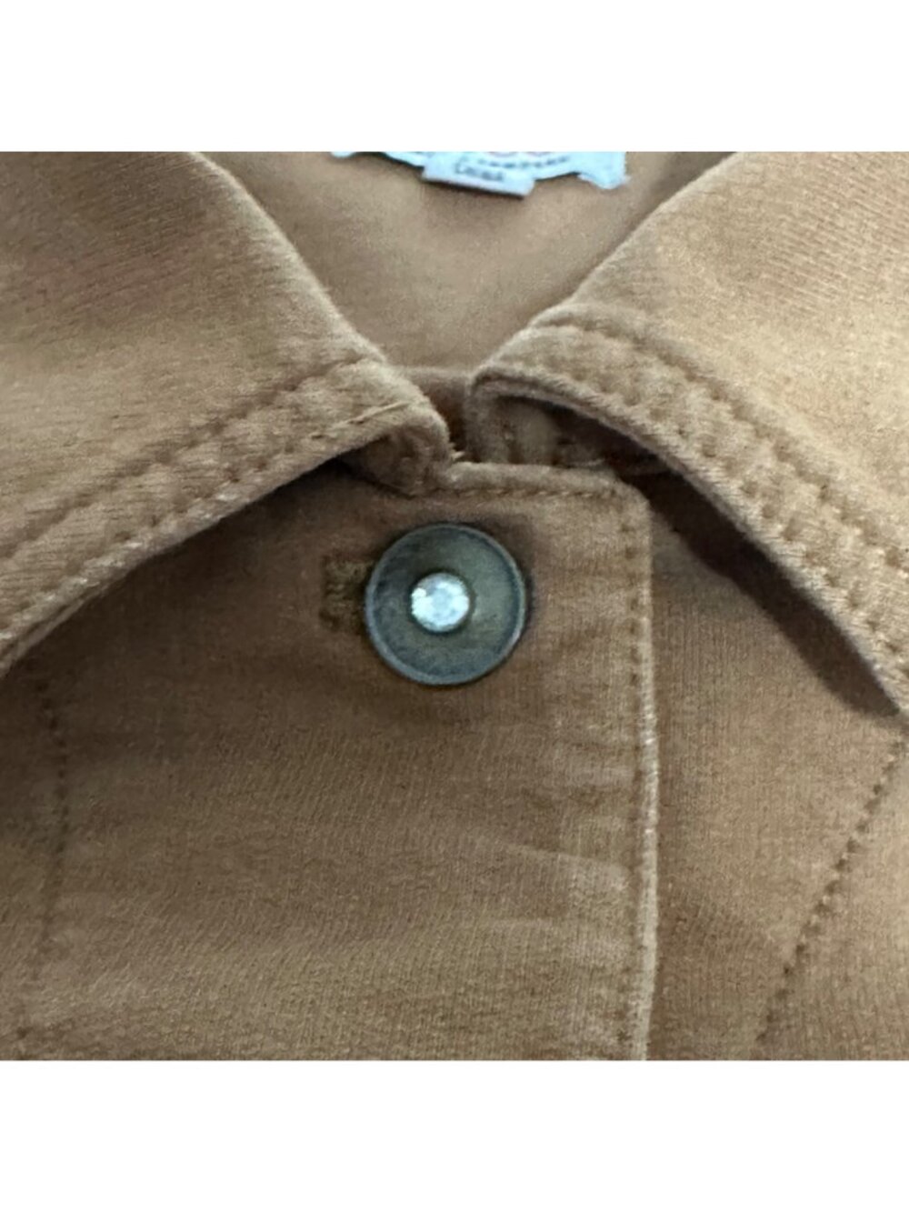 Denim & Co. Womens Brown Bling Buttons Chore 4 Pocket Coat Jacket SZ 2X HTF - Picture 6 of 11
